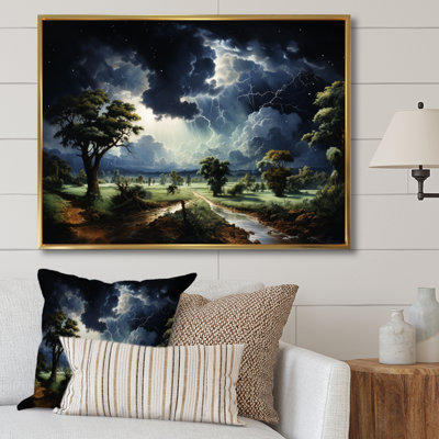 Tempête verte chassant la foudre sur toile
