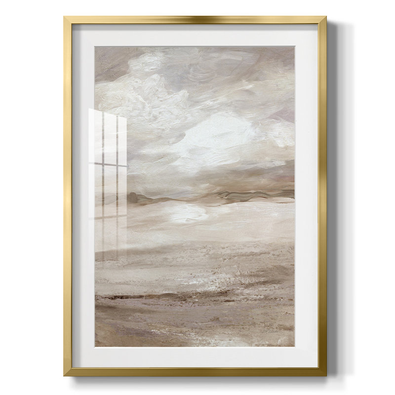Neutral Winding Paths II, reproduction encadrée, Blanc, Papier avec cadre doré