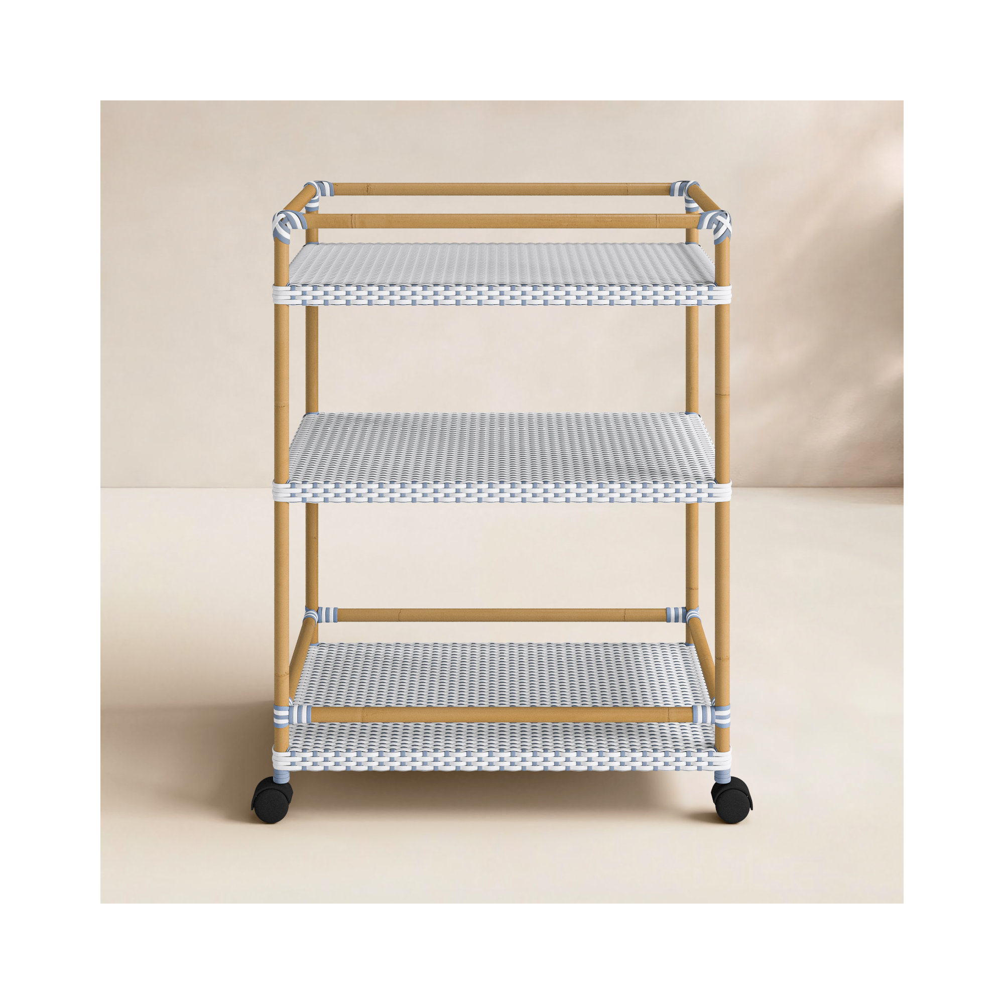 Ellie Bar Cart with Metal Outer Material, Blue/White