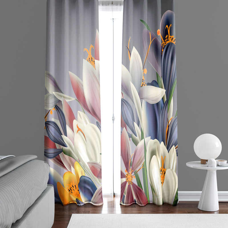 Panneaux de rideaux semi-transparents à motif floral, L 20 po x L 61 po