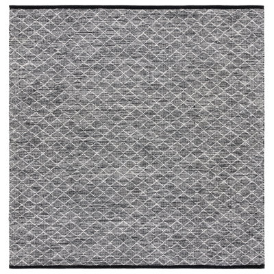 Plarent Geometric Handmade Flatweave Cotton Area Rug in Ivory/Black