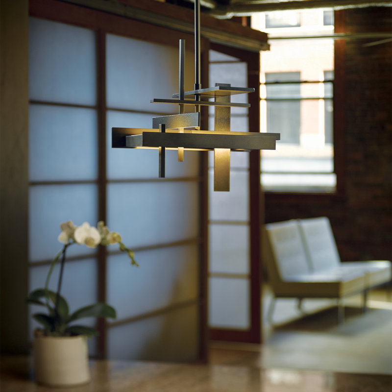 Planar 8.4" H 1 - Light Kitchen Island Geometric LED Pendant, Natural Iron, Multi: 13.4" to 58.4", None