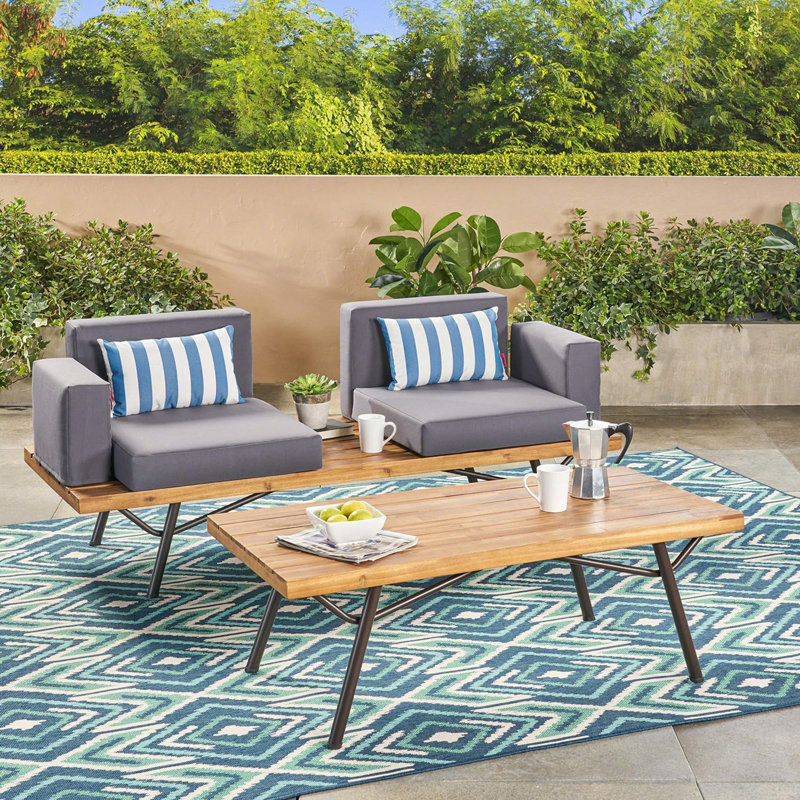 Causeuse d'extérieur avec table basse Canoga