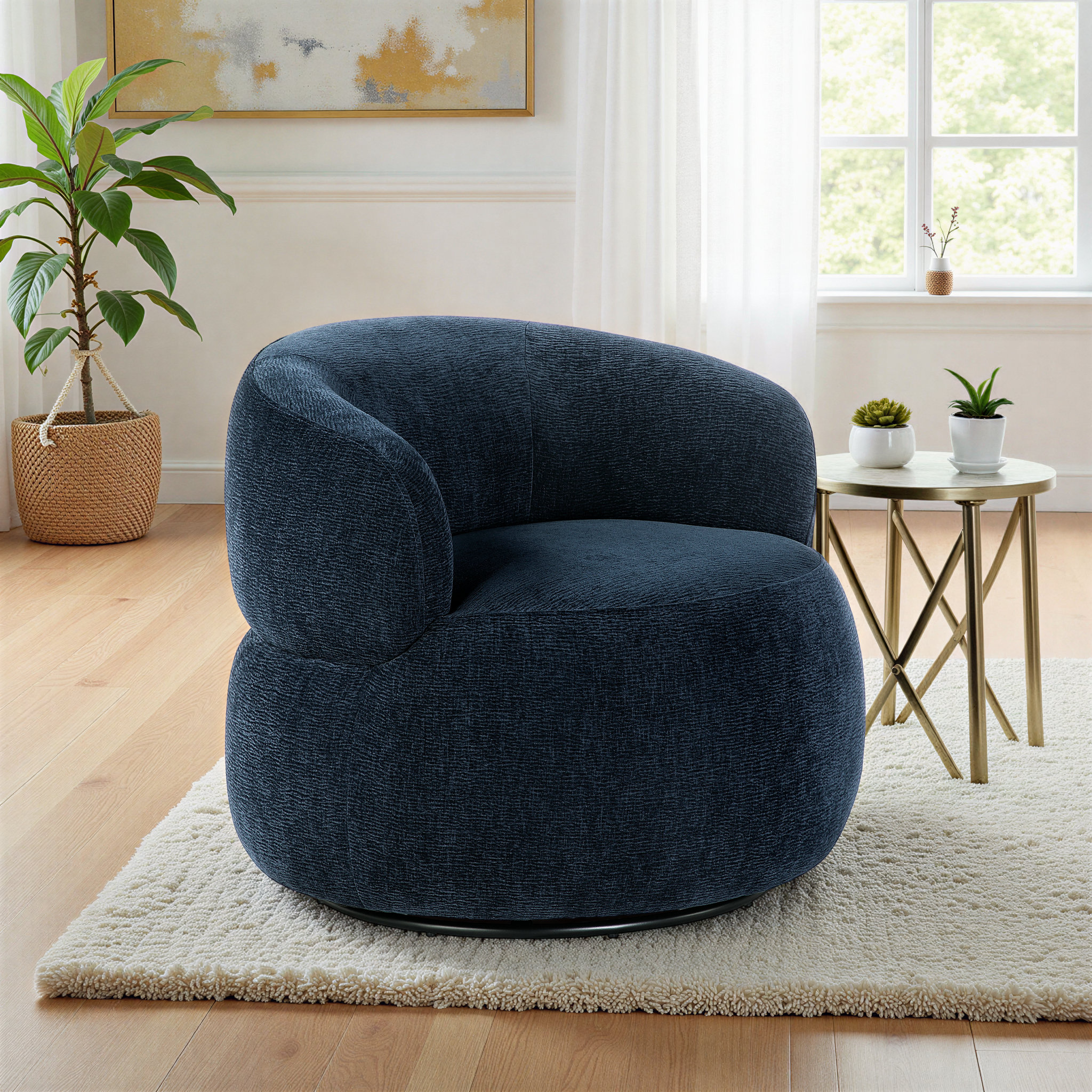 Latitude Run® Costello 32" Dia Modern & Contemporary Swivel Chair ...