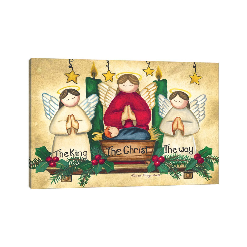 Praying Angels by Laurie Korsgaden - Wrapped Canvas Painting, 152.5 cm H x 101.5 cm W