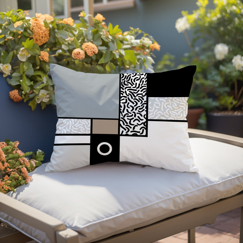 Coussin lombaire réversible intérieur / extérieur Plexa, Rectangle H 14 po x l 20 po, Gris