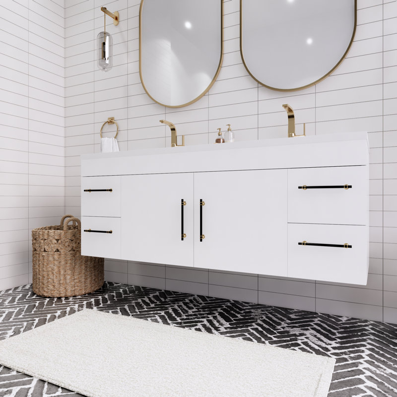 Tenshi 60'' Double Bathroom Vanity with Acrylic Top, Gloss White