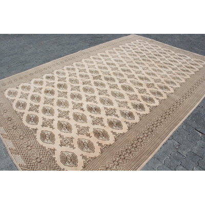 Grand tapis turc beige - Tapis de style rétro fait à la main, idéal pour la décoration intérieure