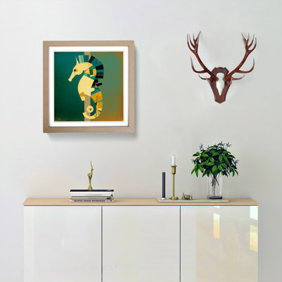 Seahorse Suprematism - Single Picture Frame Print on Wood
