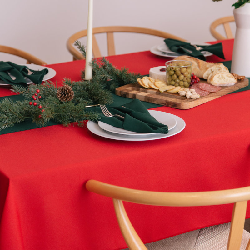 Rectangular Stain-Resistant Polyester Tablecloth - Basics by Wayfair™, 108" x 60", Red