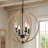 4-Light Globe Orb Wood Chandelier