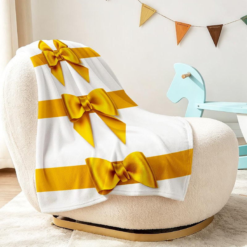 Jeté en flanelle dorée ultra douce, ensemble de motifs décoratifs en arcs simples, Throw 30" x 40"
