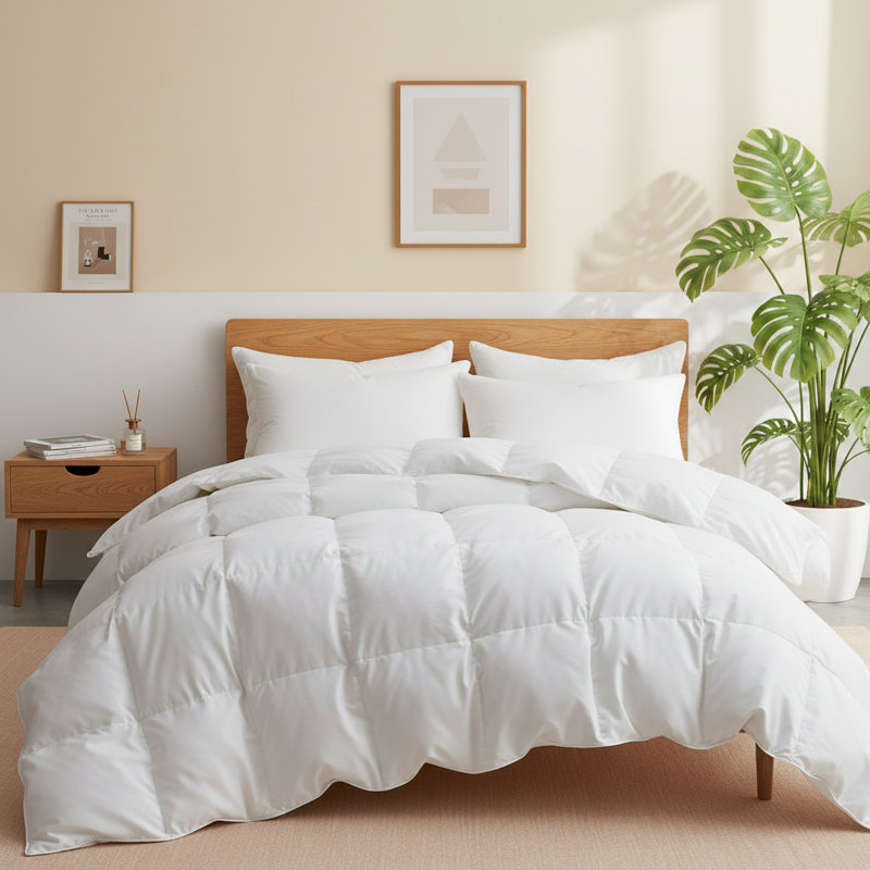 All Season White Goose Feather Down Comforter Duvet Insert, King