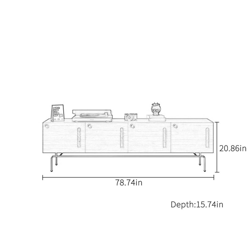 Retro design simple solid wood TV cabinet