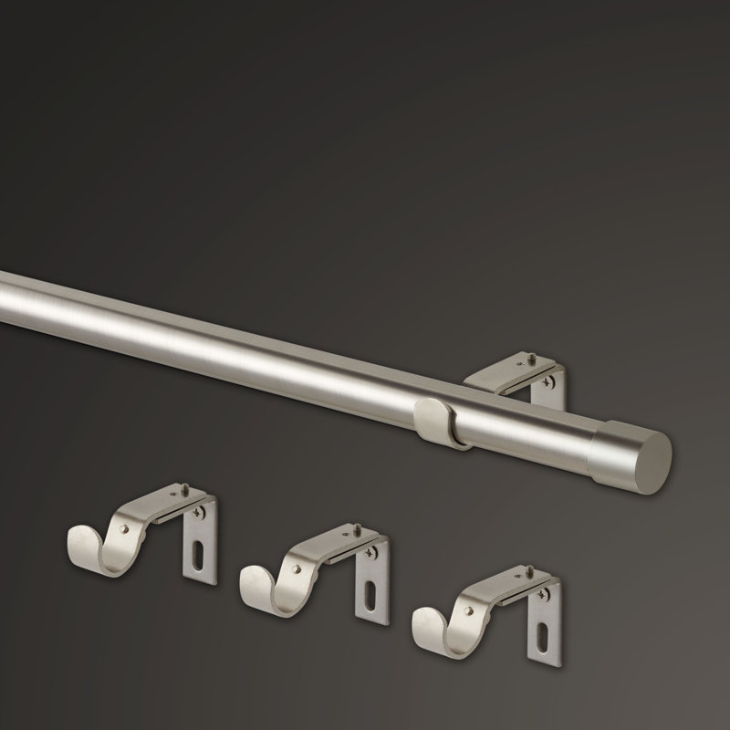 Nickel Adjustable Curtain Rod Set with Modern Endcap Finials