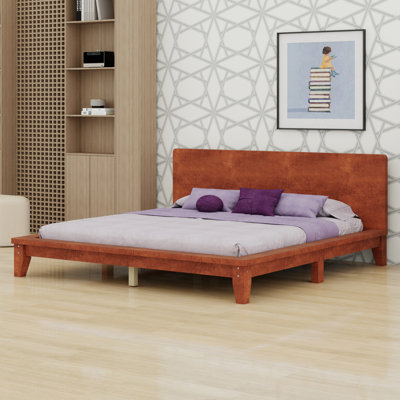 Contemporary Platform Bed Frame with Headboard