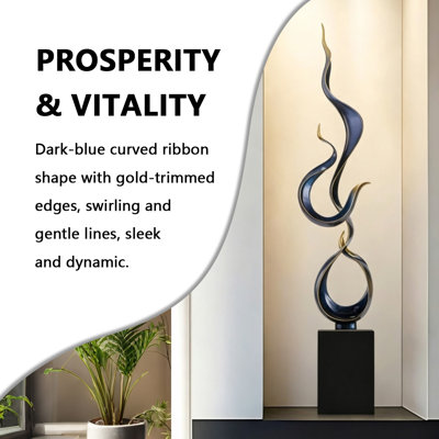 Ornement artistique vertical de 76 cm (29,92 po) en alliage d'aluminium bleu et noir