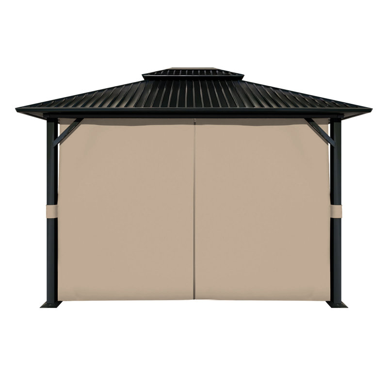 Aoodor Replacement 4-Panel Gazebo Sidewall Curtains, 82.7" H x 144" W x 192" D, Sand Yellow