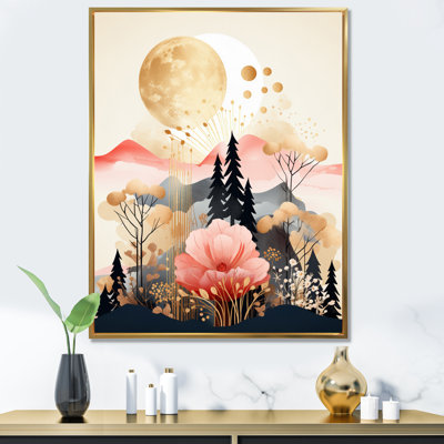 «Serene Boho Chic Landscape in Pastel & Gold I», reproduction sur toile