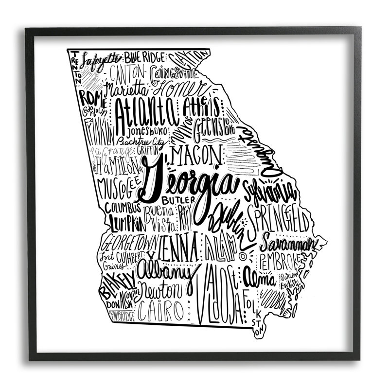 «Georgia State Map Shape City», art numérique sur toile giclée encadrée par le samedi soir Post_aq-520