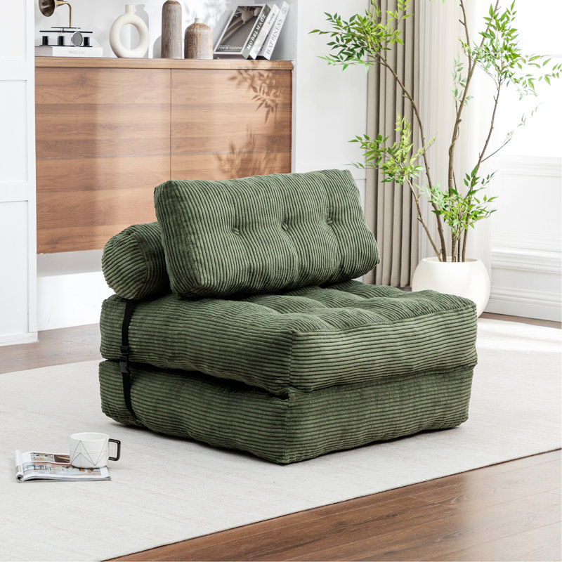 Chaise convertible avec coussin pour la chambre à coucher du salon, Vert