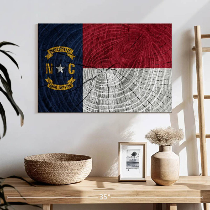Wood Texture North Carolina Flag, 32" H x 48" W