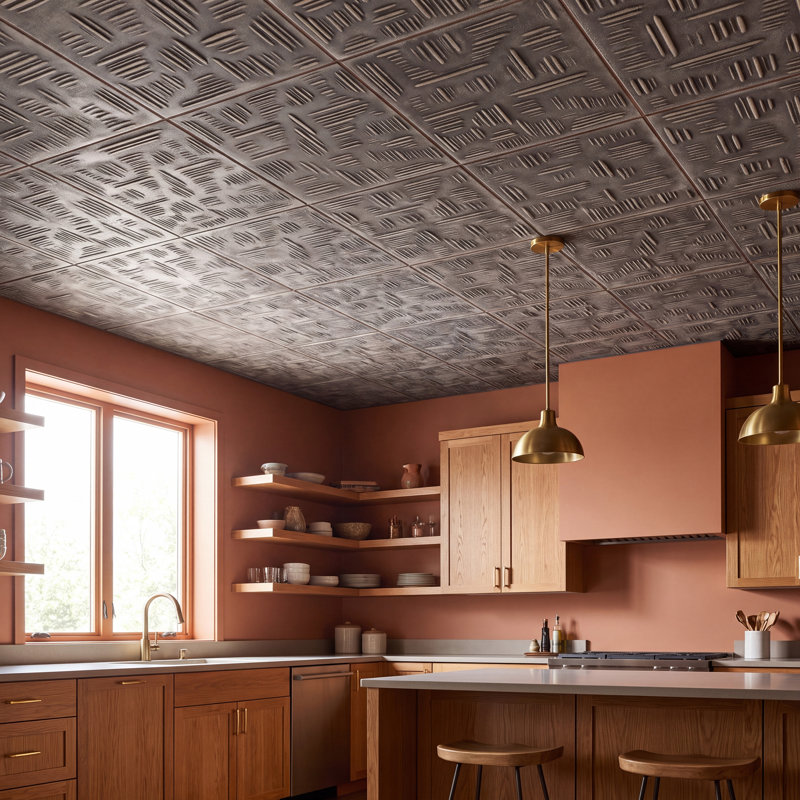 Tuile de plafond en polystyrène Country Bleat 1,6 pi x 1,6 pi, Beige brun