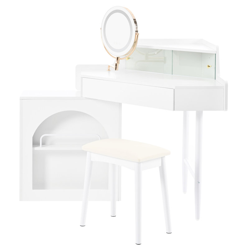 Meuble-lavabo de coin avec miroir et lumières DEL