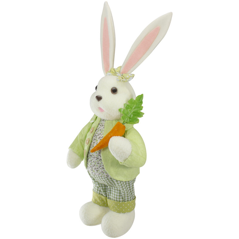 Lapin de Pâques debout 20 po blanc et vert