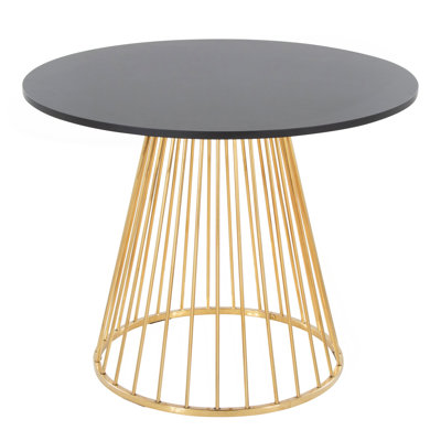 Table de salle à manger contemporaine en métal doré et noir