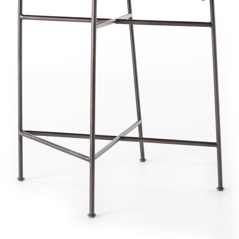Kenza Counter Stool, Dark Bronze, Distressed Brown Faux Leather, Counter Stool (26.5" Seat Height)