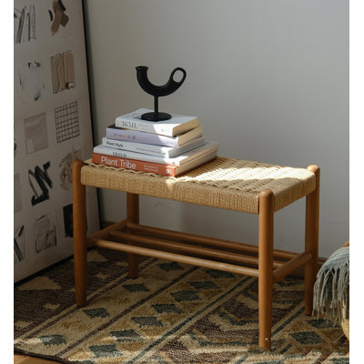 Banc à chaussures scandinave en bois massif tissé à corde