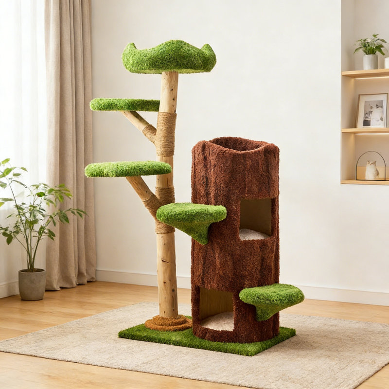 Arbre à chat ou condo Irmalinda, Vert / Burlywood / brun