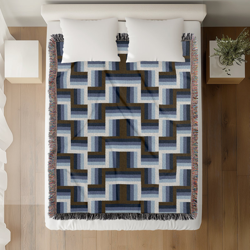 Jeté en mélange de coton Jansen, L 80 po x l 60 po, Marine