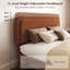 Structure de lit double, lit plateforme rembourré moelleux avec tête de lit réglable en hauteur, structure robuste et Alats, conception silencieuse, compatible avec les matelas sans ressorts, facile à assembler, brun-133673689-133673691