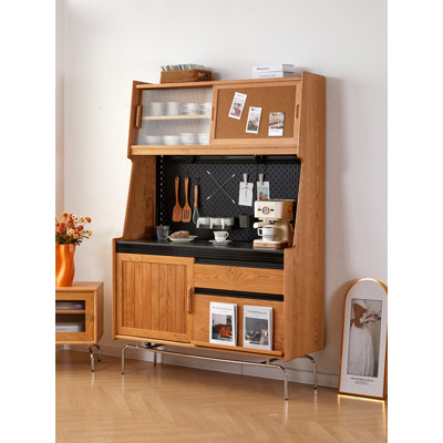 Armoire de cuisine multifonctionnelle en bois massif en acier inoxydable