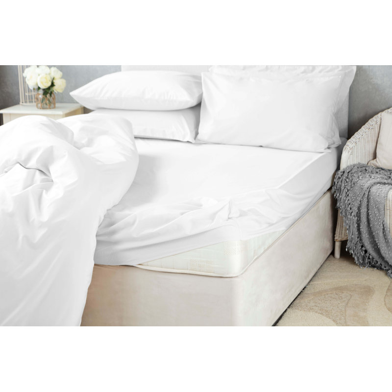 Cotton Blend Fitted Sheet, White, 200, Small Double