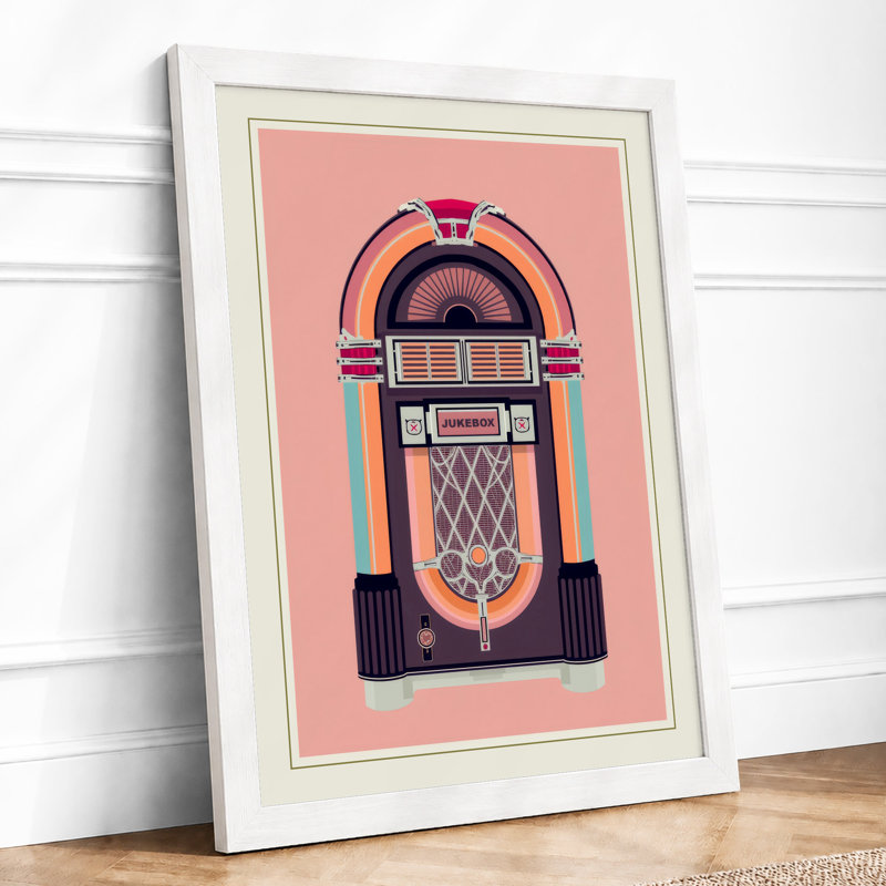 Jukebox Retro - Framed Print, A1 - 84.1 x 59.4 cm, White