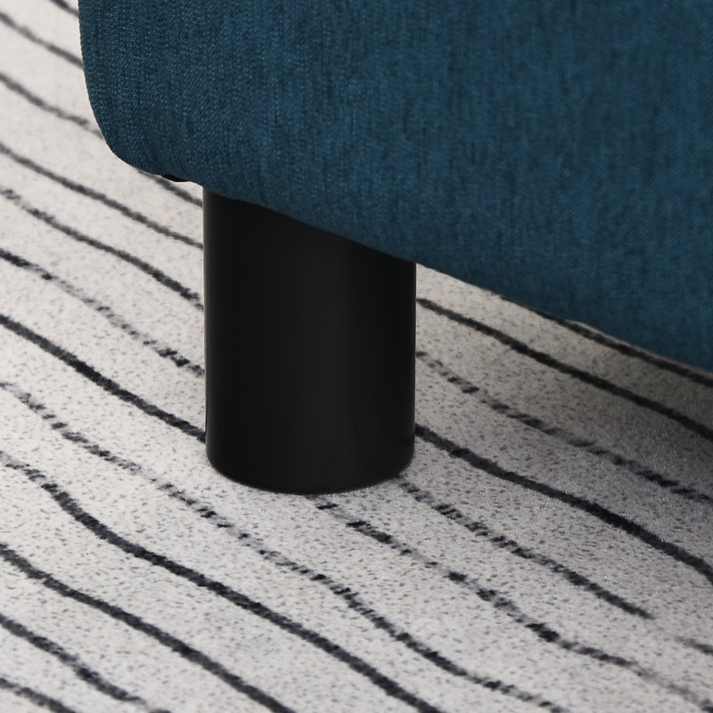Repose-pieds bleu cube, recouvert de lin avec des pieds en plastique solides pour rehausser la housse et les pieds du tabouret de salon, ajoutant une touche sophistiquée
