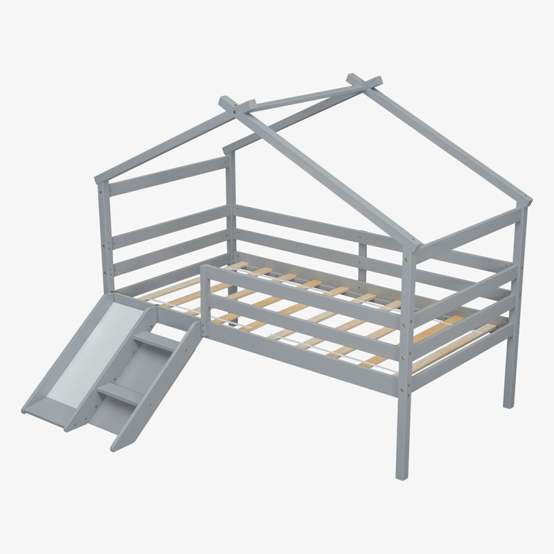 Lit mezzanine bas Wood, Gris