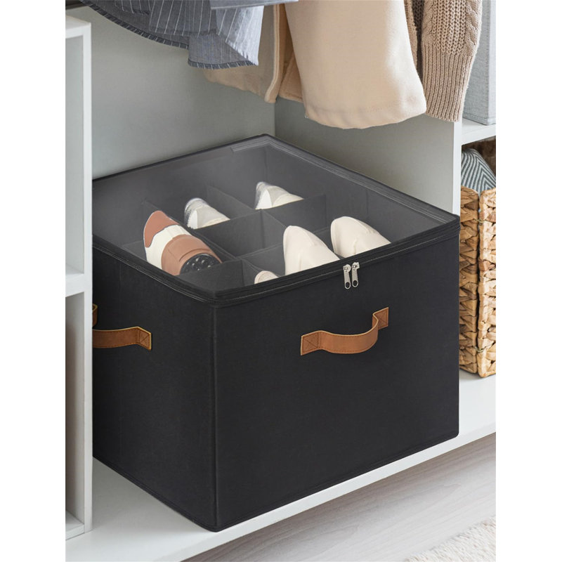 16 Pair Stackable Shoe Storage Box, Black