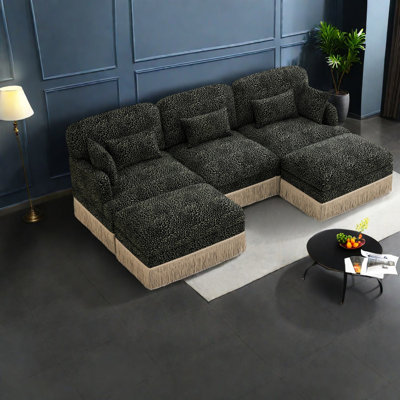Deep Seat Portable Sofas, Chenille Leopard Modern Living Room Home