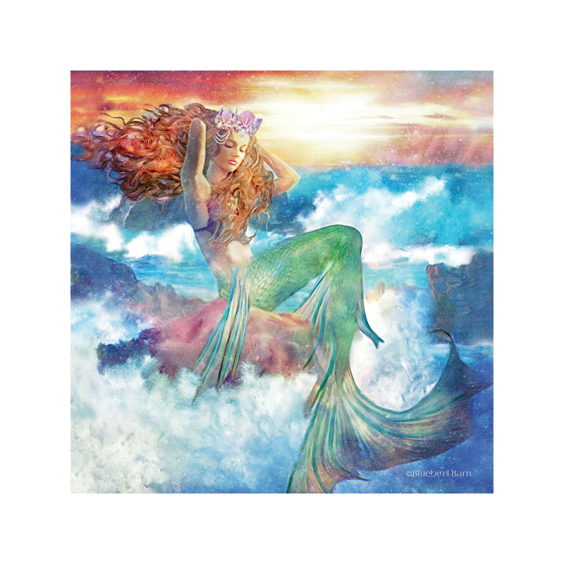 Sunset Mermaid by Bluebird Barn - Print on Canvas, No Frame, 45.72 cm H x 45.72 cm W x 1.91 cm D