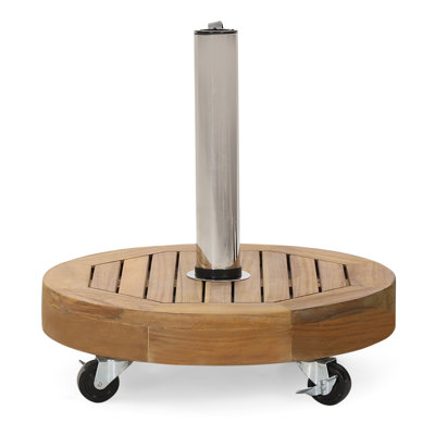 Umbrella Base, 30 Lbs, Made Of Wood, Stainless Steel And Concrete, 18.25" X 16.66 16.66" Steel, Style Product
