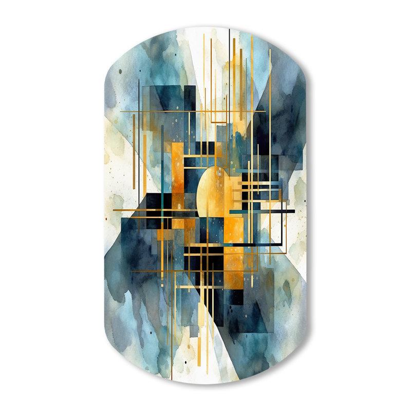 «Chloee - Abstract Shapes Cylinder», reproduction d'art asymétrique moderne, H 43 po x l 23 po