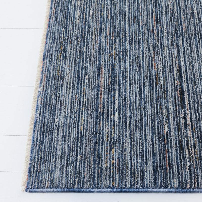 Tapis bleu marine / beige en polyester tissé à la machine Lauren Ralph Lauren Mars, Rectangle 4 pi x 6 pi
