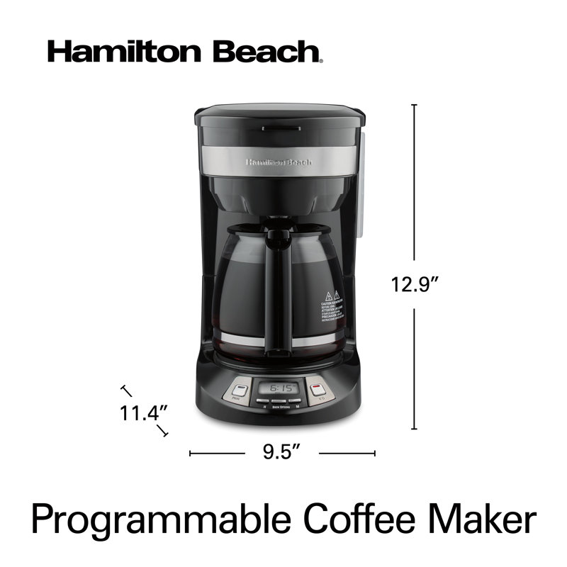 Cafetière programmable Hamilton Beach® d'une capacité de 12 tasses, Noir / gris foncé