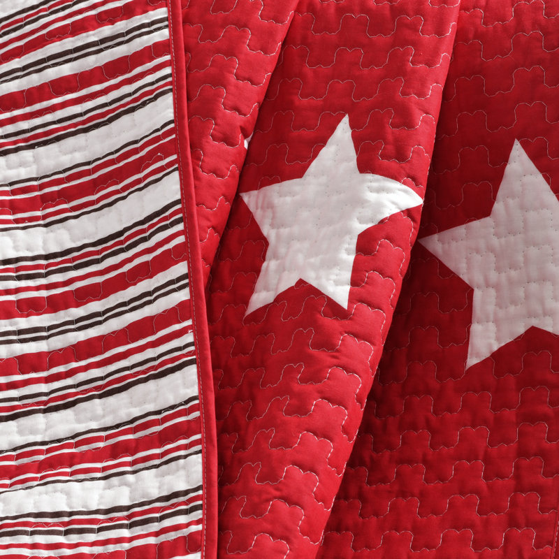 Red and White Cotton Reversible Star Throw Blanket