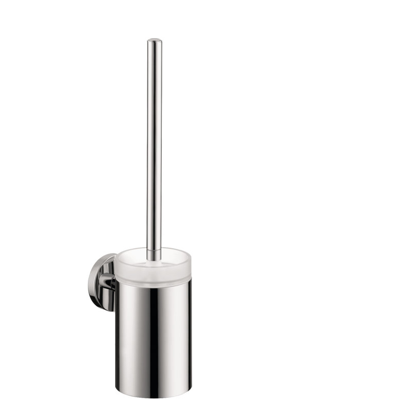 Logis 15.25" Metal Wall Mounted Toilet Brush and Holder, Chrome