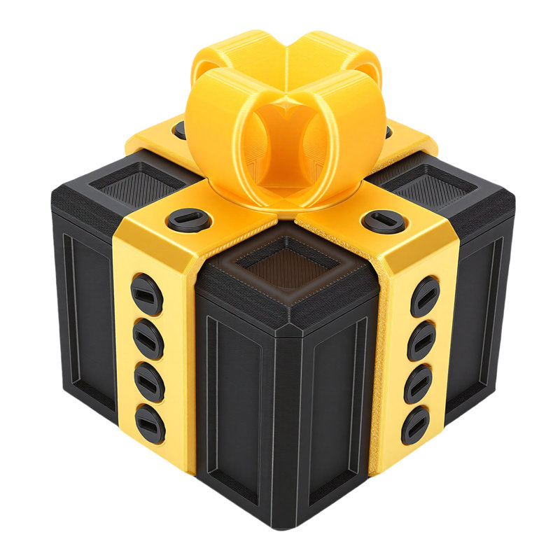 Boîte-cadeau agaçante avec vis emboîtées, impression 3D amusante surprise pour les fêtes d'anniversaire, or clair et noir